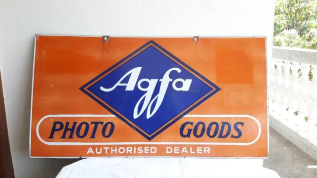 AGFA Agfa Photo Goods doppelseitiger Advt. Schilderbrett aus Zinnporzellan...