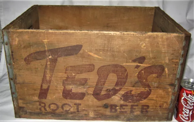 Antique Country Ted's Root Beer Soda Wood Box Crate Sign Moxie Co. Boston Ma Usa