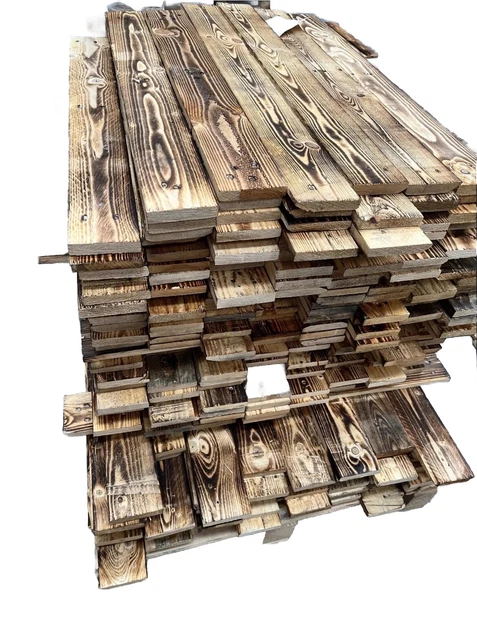 Reclaimed Pallet Wood Wall Cladding - Scorched Effect, Mixed Pine, 15 Square Meters