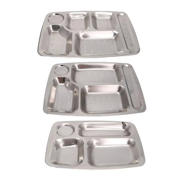 Edelstahl Student Tray Geteilte Dinner Tray Mittagessen Container Food Plate