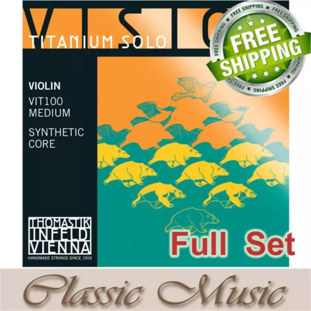 Thomastik Vision Titanium Solo VIT100 Violin Strings Full Set 4/4 Free Shipping