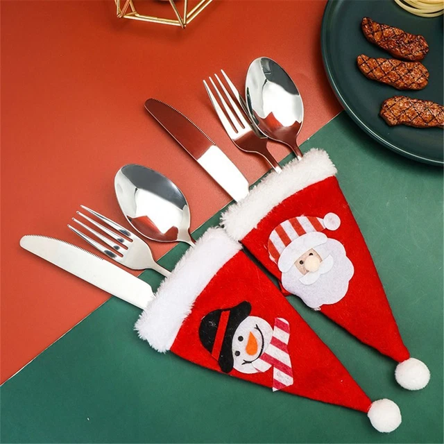 Navidad hombre horquilla de frutas juego de vajilla cocinas café postre cuchara