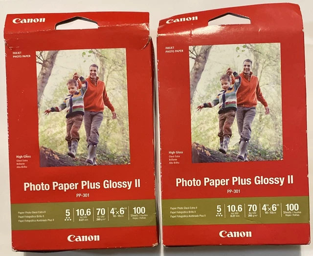 X2 Canon Photo Paper Plus Glossy II PP-301 4x6 Inkjet Photo Paper 100 sheets NEW