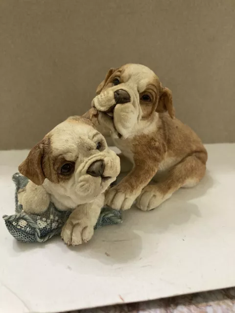 2 Bulldog Puppies Playing Figure,Bulldog ornament,Country Artists,02265,2002