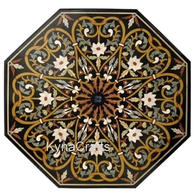 36 Inches Octagon Marble Dining Table Top Handcrafted Conference Table for Hotel