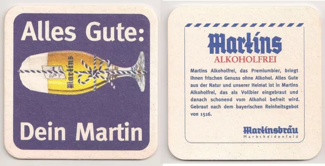 Martinsbräu, Marktheidenfeld - alter Bierdeckel "Martins alkoholfrei"