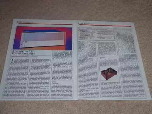 Adcom GFA-555 Amplifier Review, 1986,2 pgs, Full Test