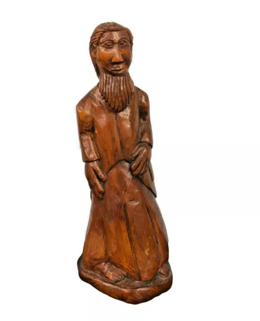 Scultura lignea artigianale figura religiosa altezza 40cm diam base 15cm