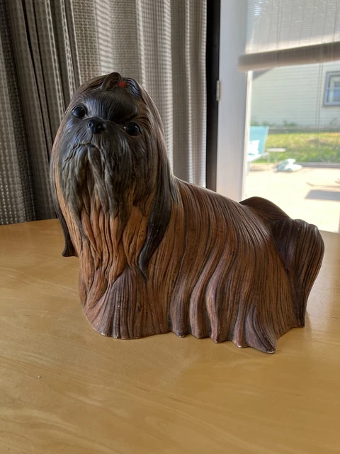 vintage ceramic “life size” shih tzu dog statue