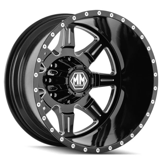 Mayhem 8101 Monstir Dually Rear 19.5x6.75 8x6.5" Black/Milled Wheel Rim 19" Inch