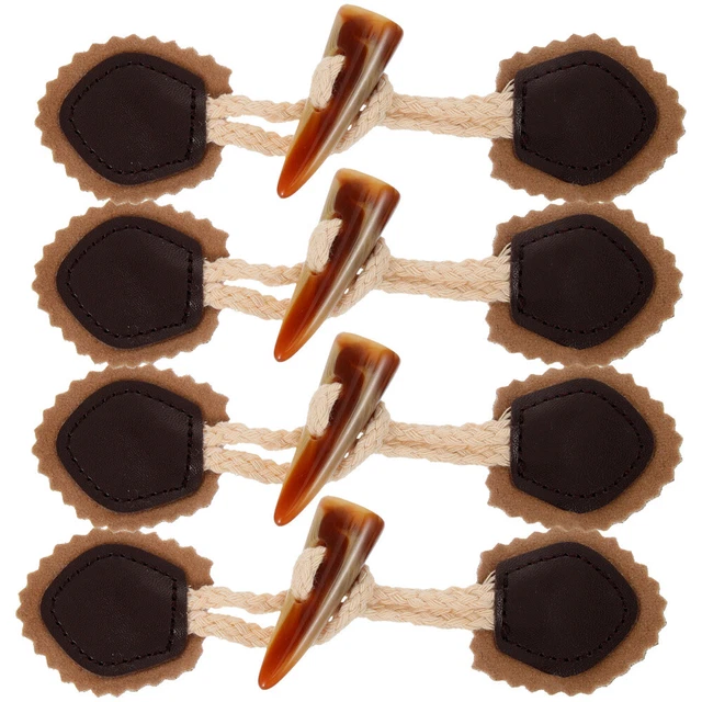 4 Pairs Rope Horn Button Coat Decorative Buttons Toggle Closure