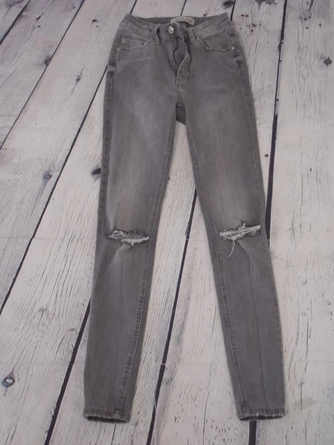 Denim & Co Grey Ripped/Distressed Skinny Denim Jeans Womens Size 4 (EG05)