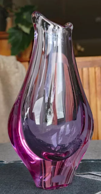 Glas Vase 60er -70er Jahre Miroslav Klinger, Handarbeit, Made in Czech Republic