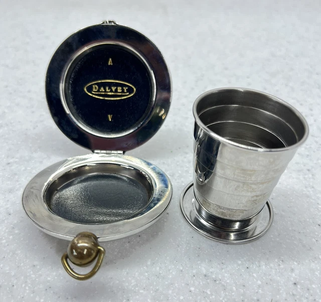 The Original Dalvey Telescopic Pocket Cup - Stainless Steel - Pool Room Vintage!