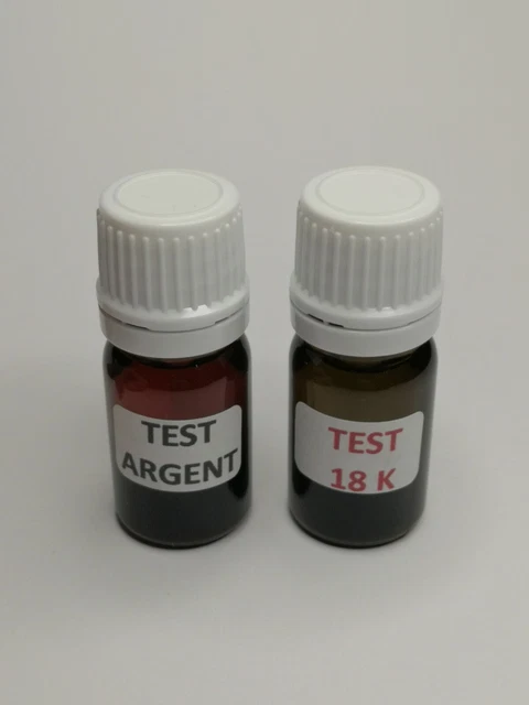 Kit 2 test réactif or 18 K argent acide flacon codigouttes