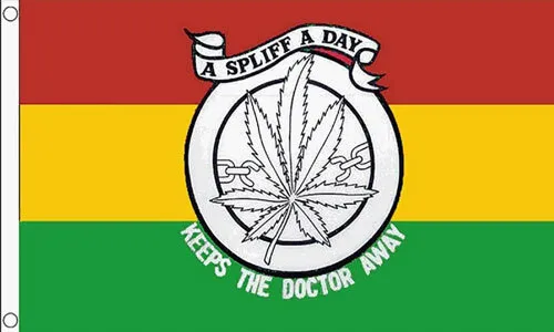 5' x 3'  A Spliff a Day Keeps the Doctor Away Flag Marijuana Cannabis Weed Leaf