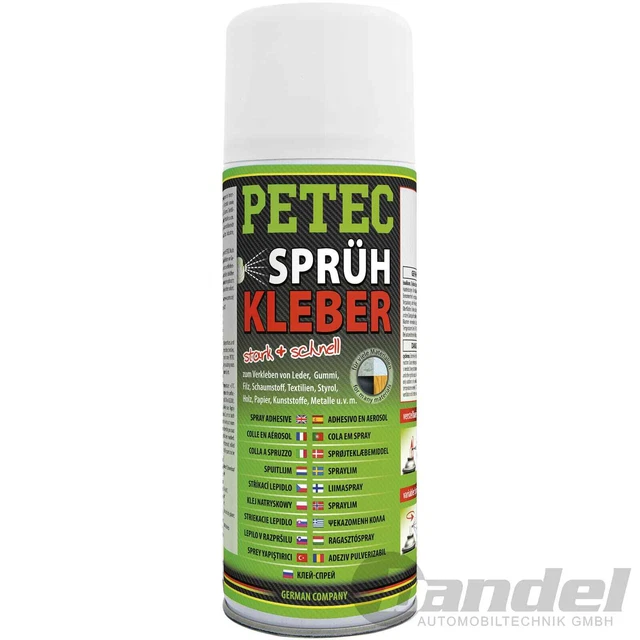 1x 400ml PETEC ADESIVO SPRAY TRASPARENTE UNIVERSALE A CONTATTO INTERNO + ESTERNO