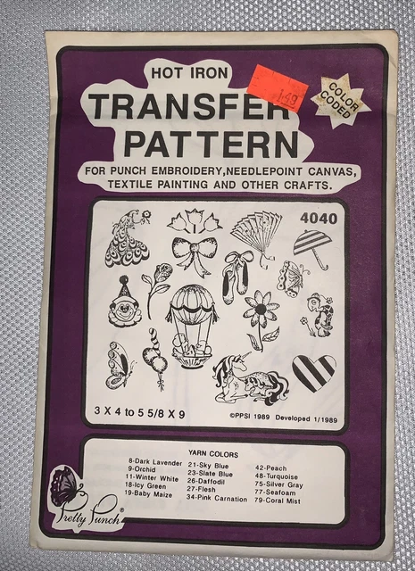 E3 '89 Bonito Patrón De Transferencia De Hierro Bordado De Punzón 4040 Arcos De Tortuga Antiguos B-Fly