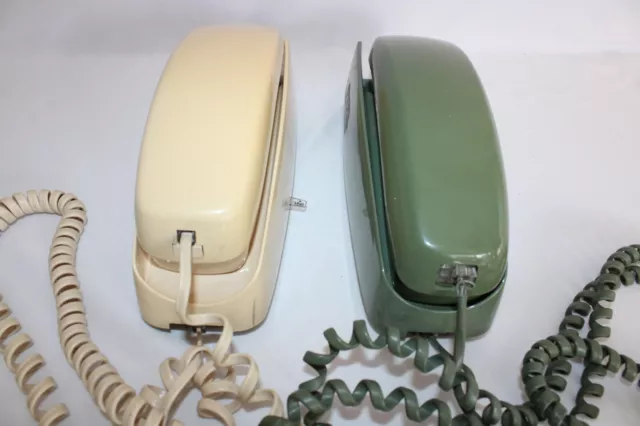 Par De Teléfonos De Pared De Colección Bell Western Electric Trimline Con Botón Pulsador