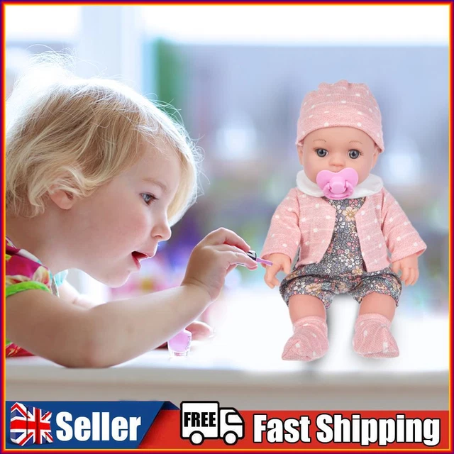 12-inch Real Baby Dolls Soft Body Full Vinyl for Kids Age 3+ (Light Grey)