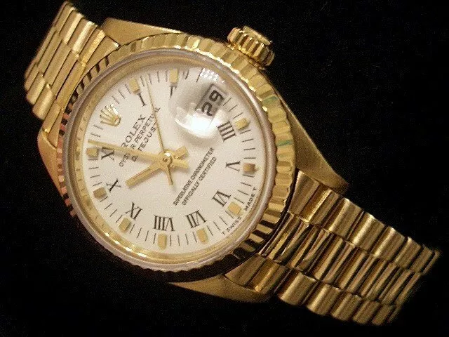 Rolex Datejust President Donna Massiccio 18K Oro Giallo Orologio Bianco 69178
