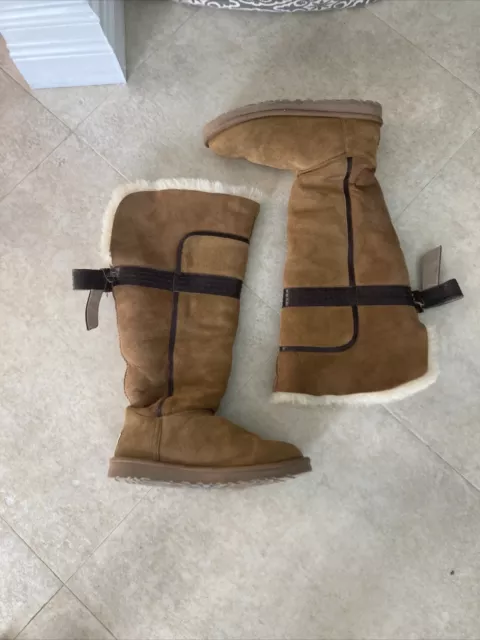 AUTHENTIC UGG GENEVIEVE CHESTNUT boots Size 8 BEAUTIFUL 249.99 PicClick