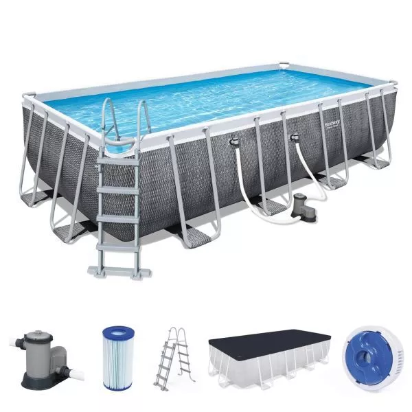 Bestway Power Steel Frame Pool Komplett-Set eckig 549 x 274 x 122 cm