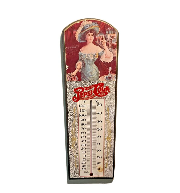 Pepsi Cola Vintage Drink Delicious-Healthful 5¢ Thermometer Wood Sign Decor