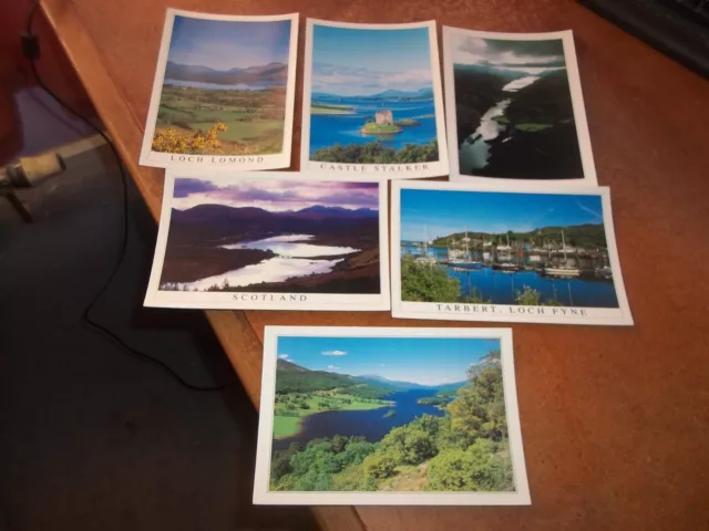 6 x Great Glen Loch Fyne Tummel Garry Lomond Scotland vintage Postcards unused