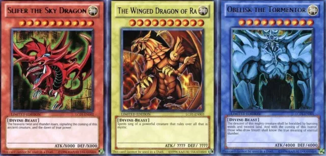 Yugioh Egyptian God Cards Set Slifer Obelisk Ra