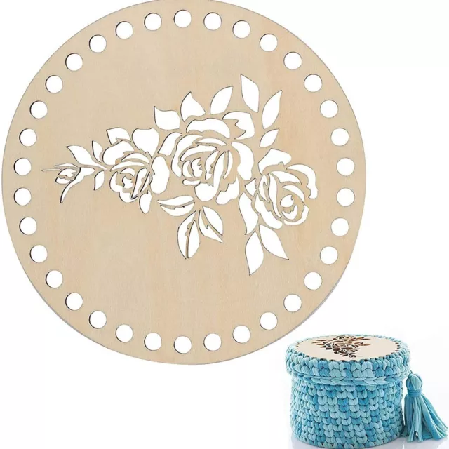 Base en bois à motif floral creux pour fournitures de tissage facile au crochet
