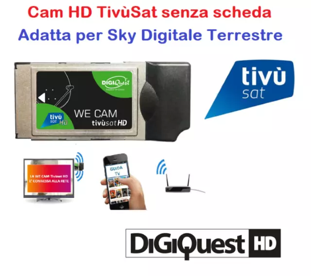 CAM TivuSat HD CERTIFICATA TV SAT SMARCAM HD MARCA DIGIQUEST SENZA SMART CARD