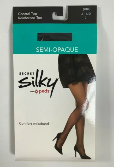 New Lot 7 Gildan Secret Silky Pantyhose Size C 5’6”-5’10” 130-160 lbs. Jet  Black