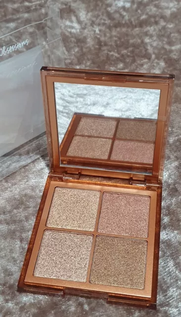 Huda Beauty Rich Glow Obsessions mini face palette ultra fine pearls bronzer box