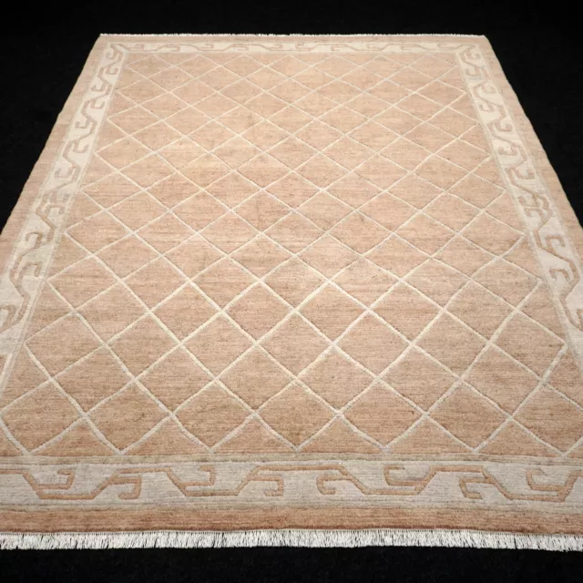 Orient Tapis Nepal 254 X 205 CM Tibet Rosé Moderne Rugueuse Motif Noué à la Main