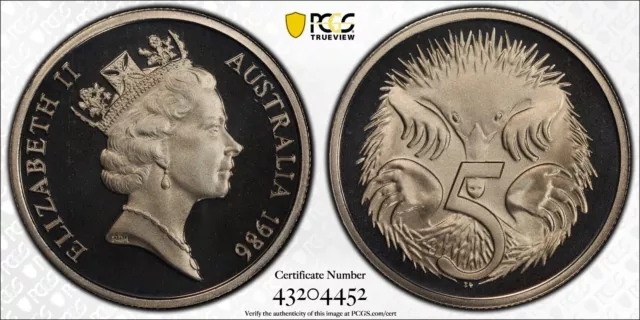 1986 Proof Five Cent 5c Australia PCGS PR69DCAM FDC UNC #3788