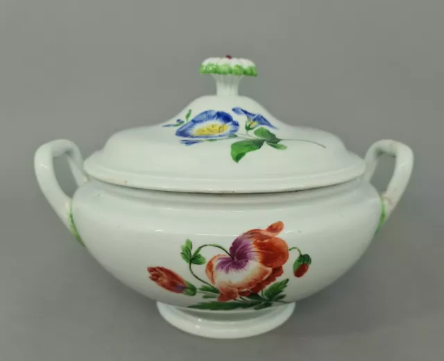 (M2508) Meissen Deckelterrine, buntes Blumen Dekor, Länge ca. 26 cm, 1. Wahl