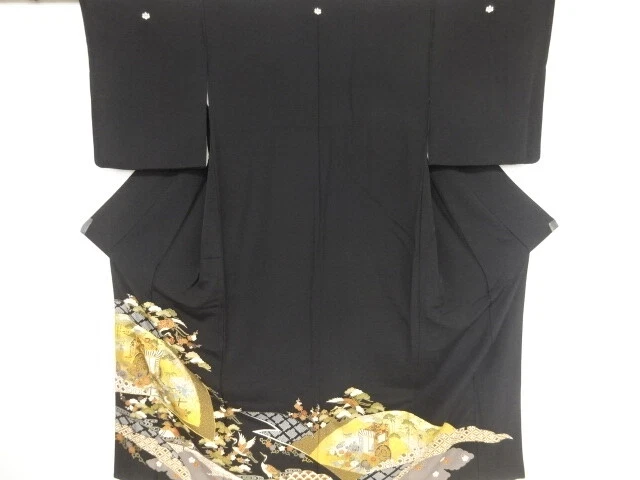 83213# JAPANESE KIMONO / TOMESODE / EMBROIDERY / CARRIAGE WITH MANDARIN DUCK &am