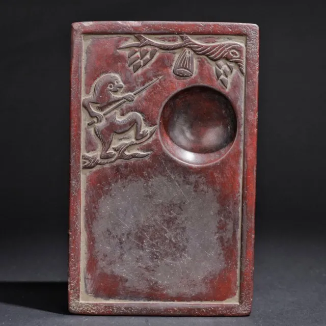 Chinese Antique Red "Duan" Inkstone Hand Carving Natural Ink Stone "YangJing"