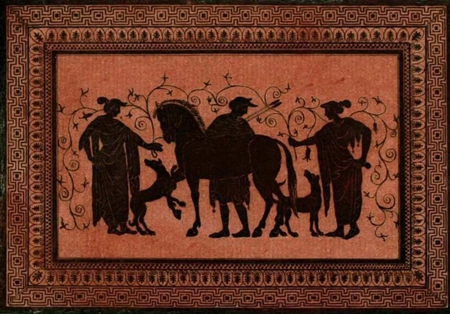 Mythologie Chasse Cavalier Art Etrusque Hamilton Hancarville gravure 18ème