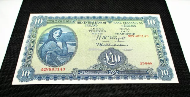 BANK of IRELAND £10 Ten Pounds Banknote (Lady Lavery) 1960 FABULOUSLY MINT UNC 3