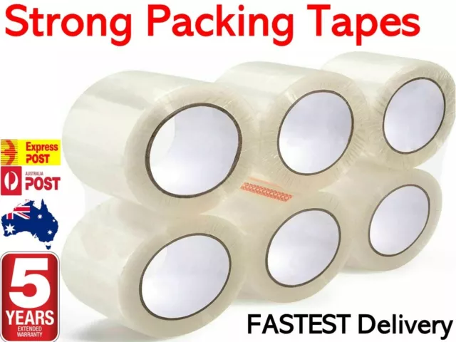 Clear Packing Tape Packaging Sticky Bulk Rolls Adhesive Shipping Box 48mm x 75m.