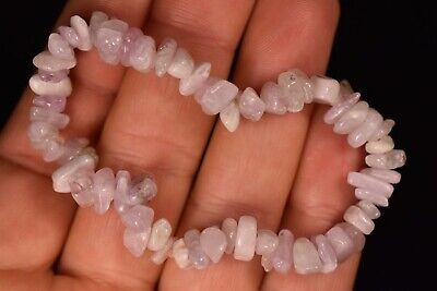 *KUNZITE* Chip Bead Bracelet 15.2g Elastic Purple Natural Healing Crystal Purity