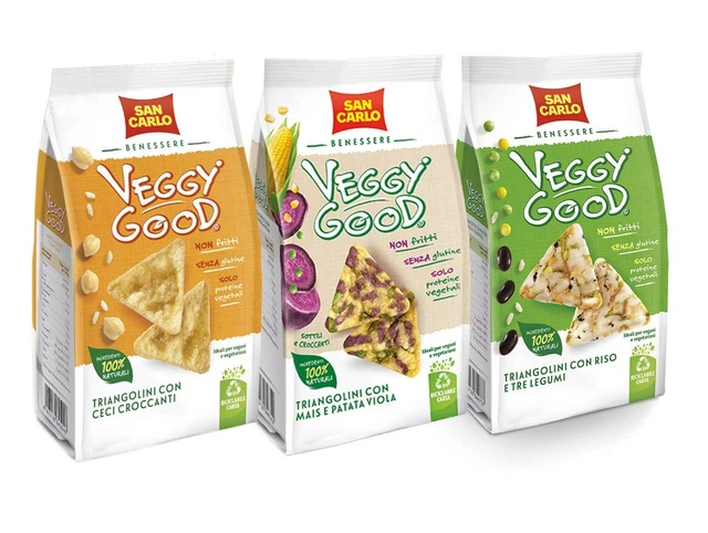 San Carlo Mix Veggy Good Triangolini con Ceci, Patata Viola e Legumi 65g(3 Pack)