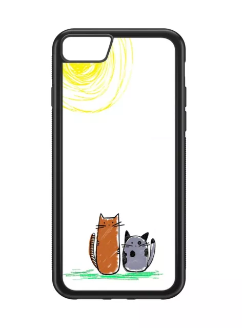 Cats Cartoon Painting Rubber Phone Case Cover