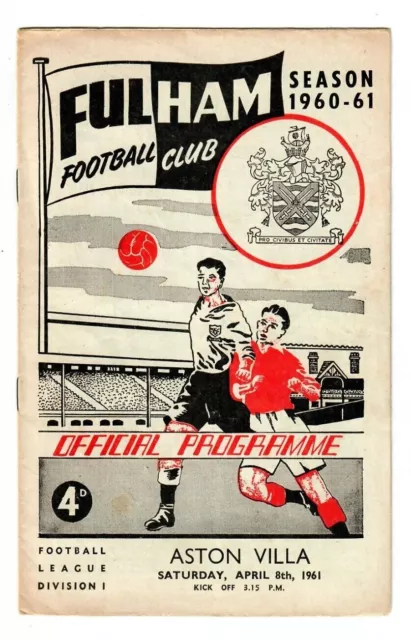 1960/61 Fulham v Aston Villa Football Programme