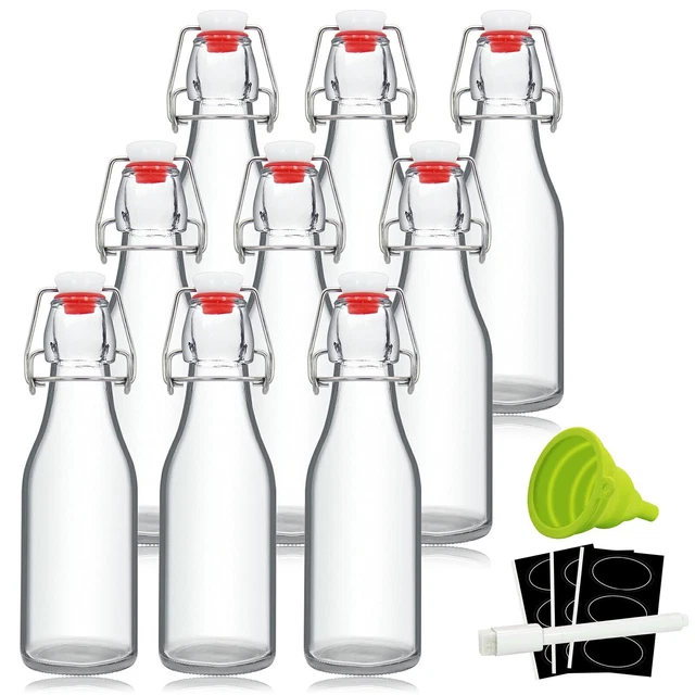 8oz Swing Top Bottles - Glass Beer Bottle with Airtight Rubber Seal