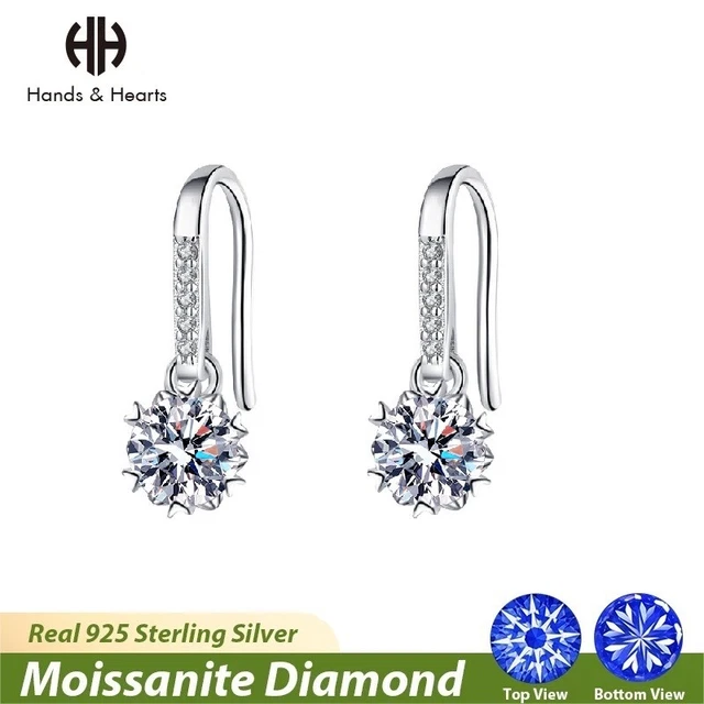 0.5CT*2 Moissanite 925 Sterling Silver Snowflake Earrings for Women Fine Jewelry