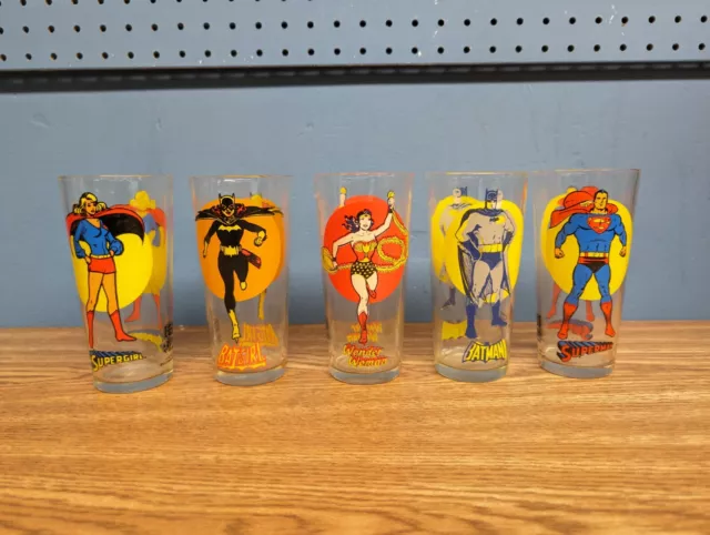 Pepsi Super Series Glasses Lot Of 5 | Batgirl Wonder Woman Batman | DC 1976