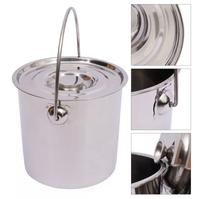 12 L cubo de acero inoxidable cubo cubo de cocina alimentos cubo de leche con tapa de asa